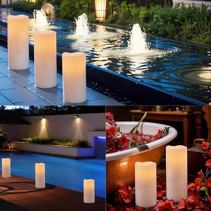 GenSwin Outdoor Candles with Remote Timer for Lanterns, 2 Pack IP65 Waterproof Flameless Candles Battery Operated, LED Pillar Candles for Indoor Outdoor Lanterns, Long-Lasting(4" x 10"&4"x8")