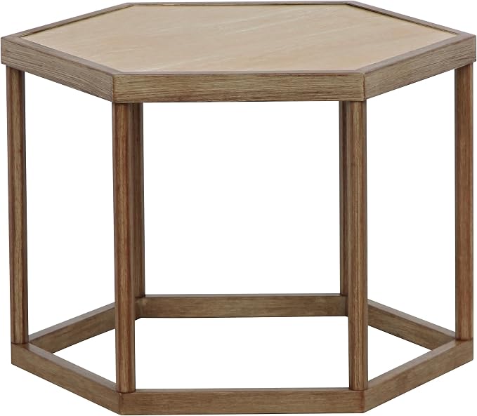 Honeycomb Indoor/Outdoor Omni Table: Weather, Rust, Heat, and Stain Resistant, Flexible Design to Stand Alone or be Combined, Stylish Yet Sturdy, Woodgrain Tile Top, Steel Frame with Oak Finish