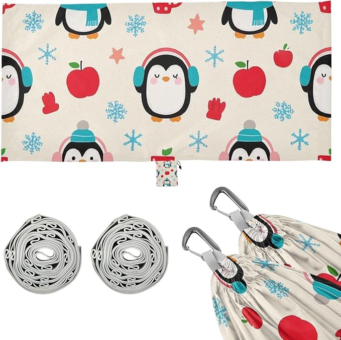 Winter Cartoon Penguin Cute 330lb Capacity Outdoor Hammock Backyard Hammock for Outside Patio Backyard Poolside amacas para patios con Base de adultos
