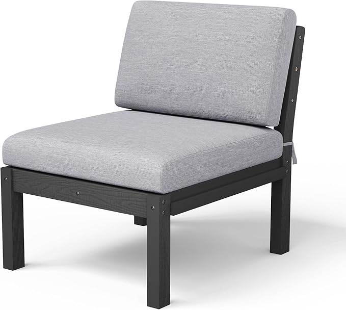 Stoog Modular Armless Chair - Interlocking HIPS Frame Waterproof Seat for Building Sectional Sofas, Black
