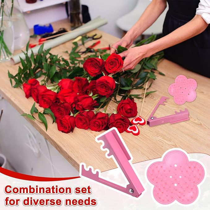 M METERXITY 1-Set Rose Thorn Stripper Tool, Plastic Metal Rose Stem Leaf Thorn Stripper for Bouquets Pruning Branches/Floral Arrangement, Flower Stripping Tool Remove Kit [Green, Pink, Blue]