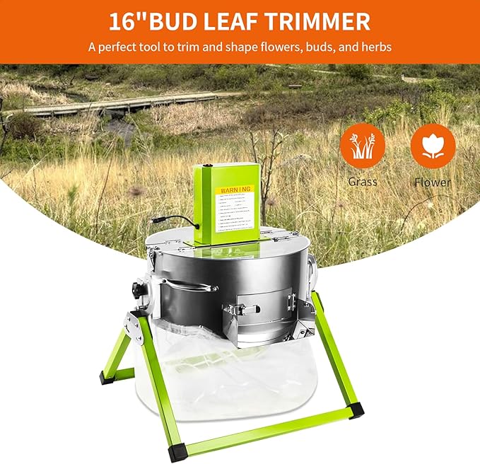 16 Inch Columnar Bud Leaf Trimmer Machine, Hydroponic Dry Wet Trimming Reaper Bowl with Sharp Stainless Steel Blade, Spin Cutting, for Plant Bud and Flower
