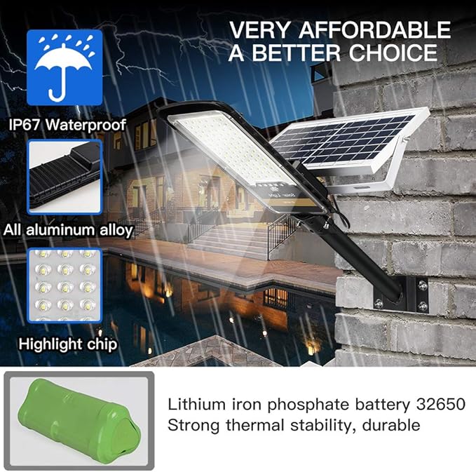 RuoKid Solar Street Lights Outdoor Lamp, 16000lm IP67 Waterproof Light with Anti Broken Remote Control Mounting Bracket, Dusk to Dawn Security Led Flood Light for Yard, Garden, etc.