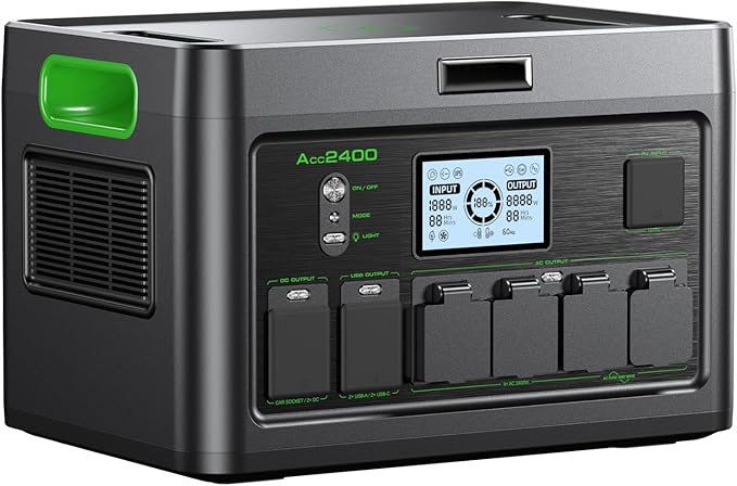 Solar Generator 2400W Portable Power Station, 1843.2Wh UPS Home Battery Backup, LiFePO4 Battery Supply with 12 Outlets(2400W AC Outlets,PD100W), 2Hrs Quick Charge, Home Emergency, RV Trip, Acc2400