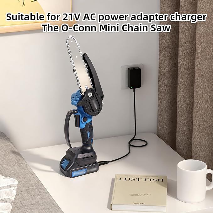 21V Mini Chainsaw Battery Charger，Lithium Battery Charger Compatible with Aker/Saker/Seyvum/O-Conn Mini Chainsaw Replace the power cord