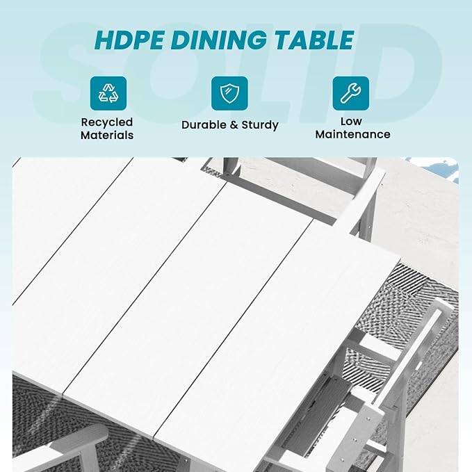 LOUNZY HDPE Outdoor Dining Table for 8&10