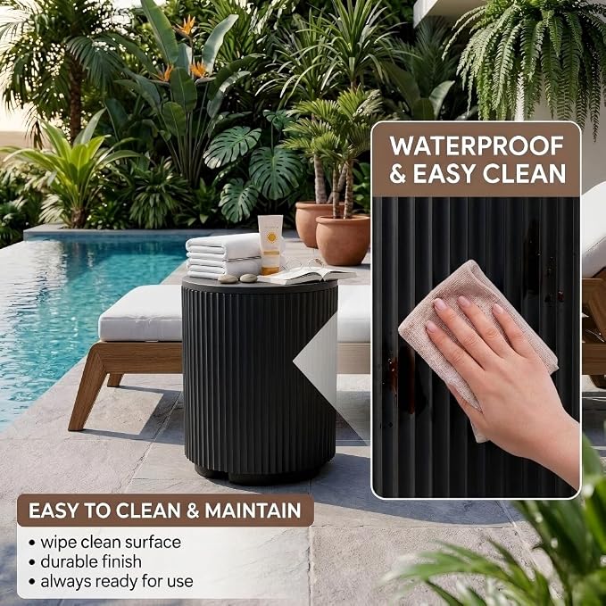 Outdoor Cooler Side Table, 2-in-1 Ice Chest Side Table Bucket All Weather Resistant, Portable Cooler Table for Patio & Parties & Picnics & Beach & BBQ, Black