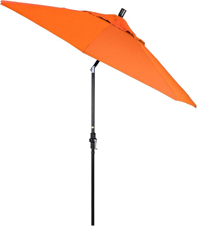 California Umbrella 9' Round Crank Lift, Collar Tilt, Aluminum Pole, Fiberglass Rib Patio Umbrella,