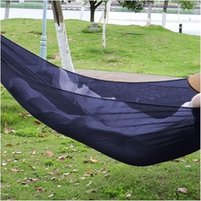 Portable Rayon Hammock Mesh Breathable Outdoor Travel Lightweight Tree Hanging Compact Easy to Install Hammock Comfortable(Cyan)