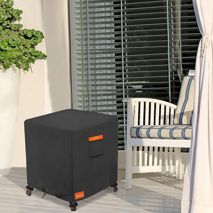 Waterproof Outdoor Ottoman Cover Square,600D Heavy Duty Patio Small Side Table Cover,Patio Furniture Covers for End Table 32" W x 32" D x 18" H,Black