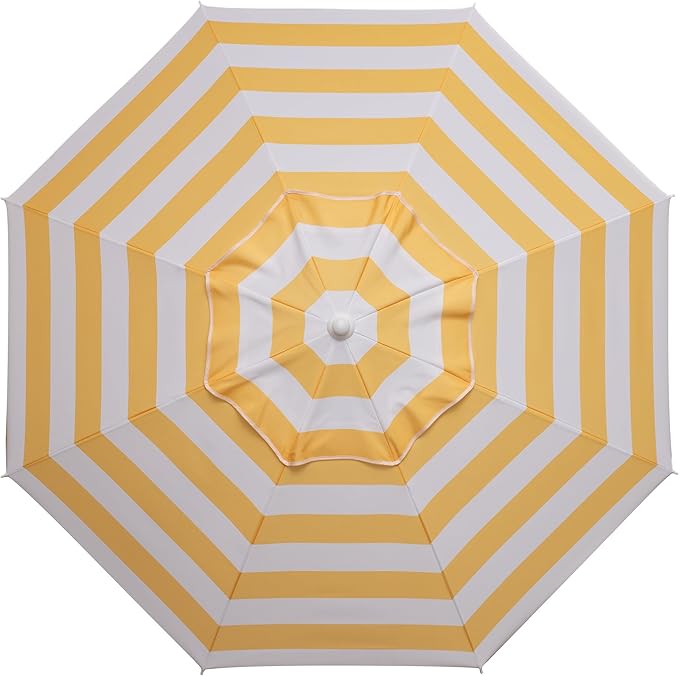 PICNIC TIME 5.5 Ft Portable Beach Umbrella, Lightweight UV Protection Sunshade with Tilt Pole & Carry Bag, Outdoor Canopy Umbrella for Beach, Sand, Pool, Patio, Camping, Travel, or Backyard Shade, (Yellow Cabana Stripe)