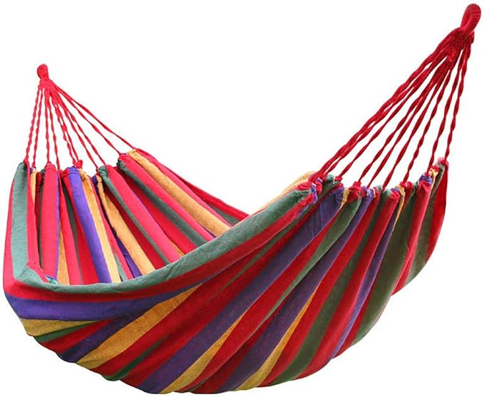 Camping Portable Hanging Hammock Indoor Home Bedroom Hammock Lazy Chair Travel Outdoor Swing Chair Thick Canvas Bed Hammocks Red01