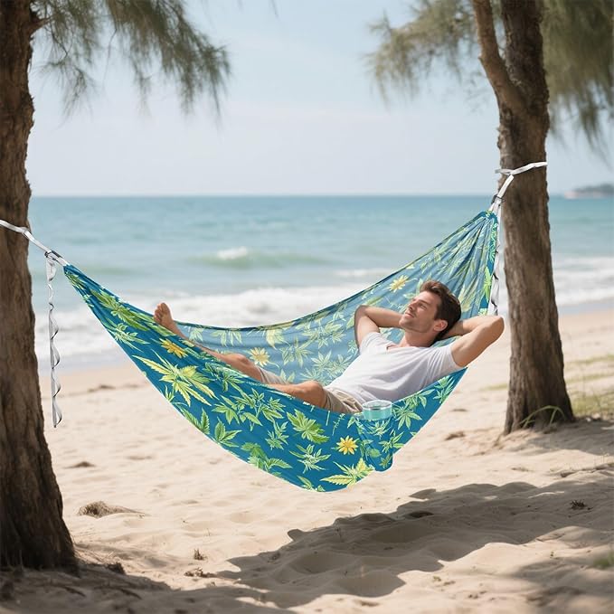 Camping Hammock Outdoor Hammocks for Outside Herbs Blue Beach Trees Portable Lightweight with Pockets Tree Straps Indoor