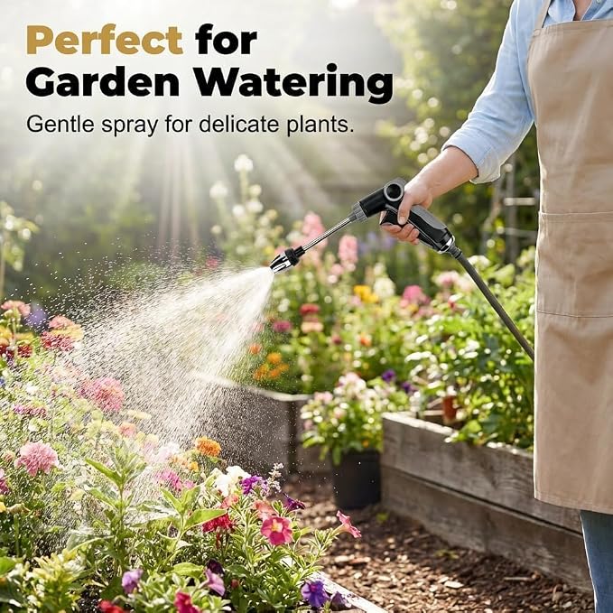 Aquoxis Pressure Washer, 2026 New Heavy Duty Hose Nozzle, 15X High Pressure, 360° Rotating with 3 Spray Modes, Universal 1/2" Hose, Tool-Free Install for Car Patio Garden Outdoor Cleaning (1psc)