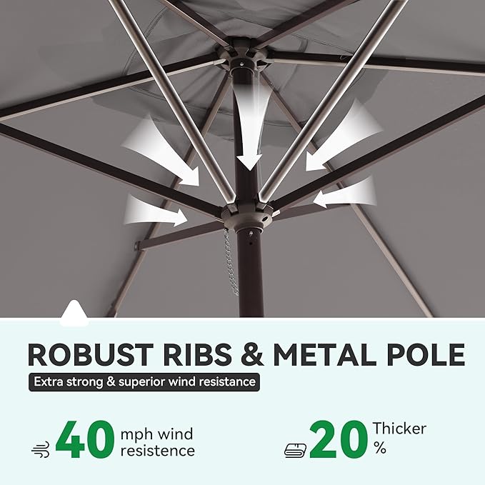6.6x10 ft Rectangular Patio Umbrella Outdoor, Patio Table Umbrella w/Push Button Tilt & Crank