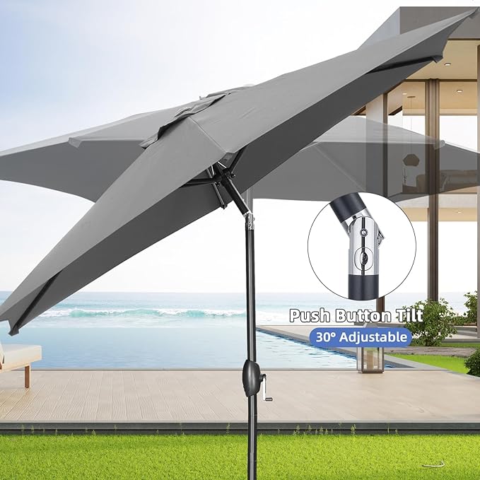 9ft Patio Umbrella Outdoor Portable Table Market Umbrella with Push Button Tilt/Crank,Black