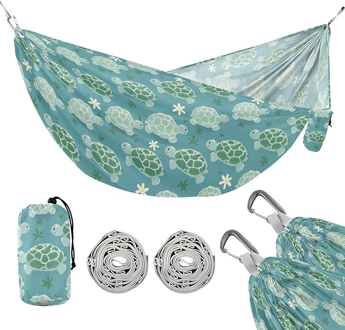 Camping Hammock Outdoor Hammocks for Outside Turtle Tortoise Cute Beach Trees Portable Lightweight with Pockets Tree Straps Indoor
