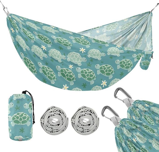 Camping Hammock Outdoor Hammocks for Outside Turtle Tortoise Cute Beach Trees Portable Lightweight with Pockets Tree Straps Indoor