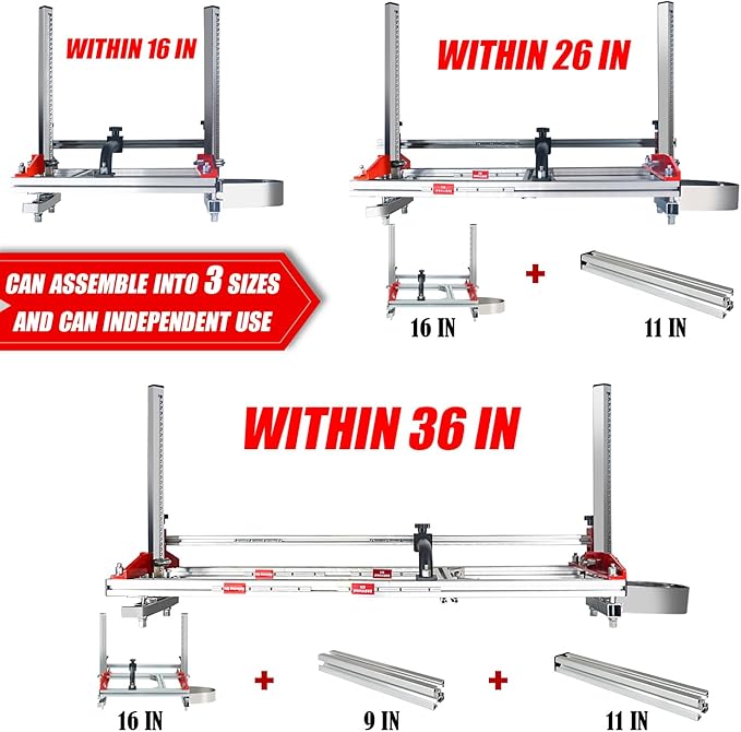 Zozen Chainsaw Mill, Portable Sawmill - Can be Assembled into 3 sizes for Independent Use, Suitable for 14-36 inches Planking Milling Bar, A Flexible Cutting Guide System for Builders and Woodworkers.