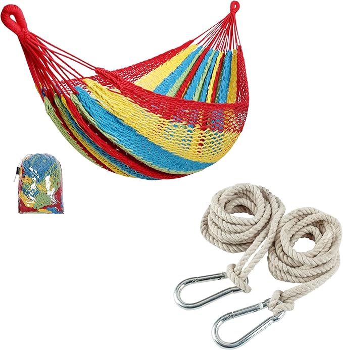 Handwoven Mayan Hammock with 2 Tree Swing Hanging Straps Hammock Rope