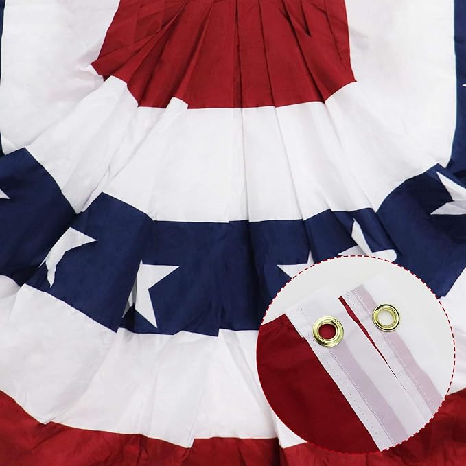 American Pleated Fan Flag, 3 x 6 Ft USA Patriotic Half Fan Bunting, Indoor Outdoor 4th of July Memorial Day 250th Anniversary Decorations (2 Pcs)