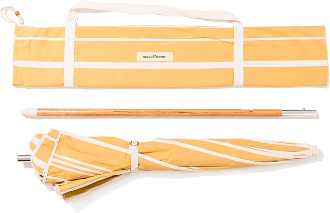 Business & Pleasure Co. Rio Umbrella Scalloped Brim For Beach, Patio or Picnic - 6' Boho Beach Umbrella, 7' Tall Wood Pole, UPF 50+