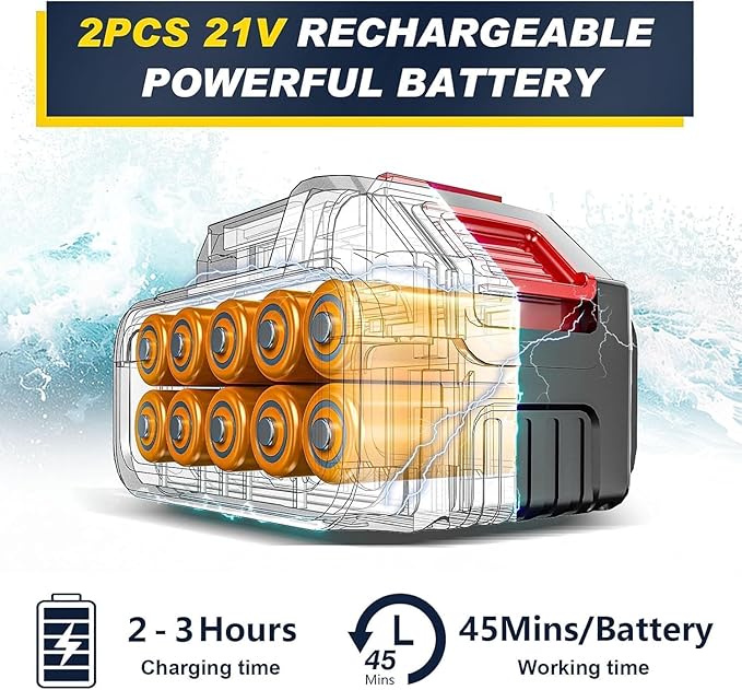 Cordless Portable Washer with Brushless Motor, 2x4000mAh Batteries & Fast Charger, 6-in-1 Nozzle, 16.5FT Hose, Extension Rod & Storage Case, Handheld Cleaning Tool for Car, Home, Patio & Garden
