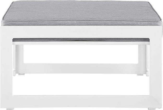 Modway Fortuna Aluminum Outdoor Patio Ottoman in White Gray