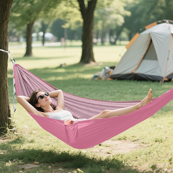 Pure Pinkish Purple Color 330lb Capacity Hammocks for Camping with Tree Straps Portable Hammock for Indoor Outdoor Patio hamacas para adultos