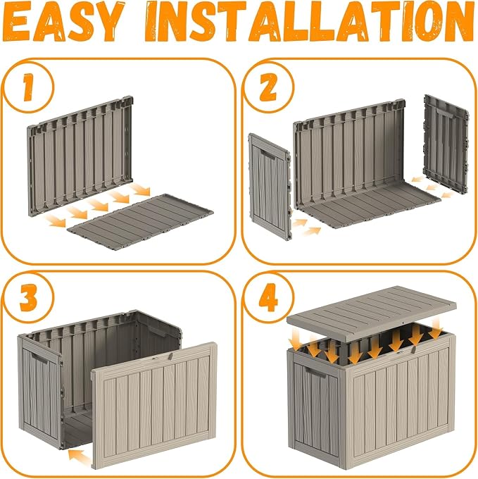 50 Gallon Outdoor Package Delivery Box with Lockable, Resin, Waterproof & Weatherproof Secure Parcel Drop Box for Porch, Outside Storage Boxes(Grey)