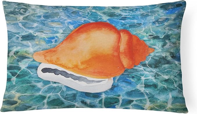 Caroline's Treasures BB5371PW1216 Sea Shell Canvas Fabric Decorative Pillow Machine Washable, Indoor Outdoor Decorative Pillow for Couch, Bed or Patio, 12HX16W