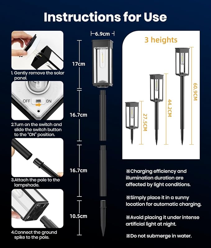 ALFIOT Solar Pathway Lights Outdoor, 2 Pack Bright Solar Lights Outdoor, IP65 Waterproof Solar Garden Lights Solar Powered Landscape Lighting for Yard Patio Walkway Driveway Pathway (Warm White)