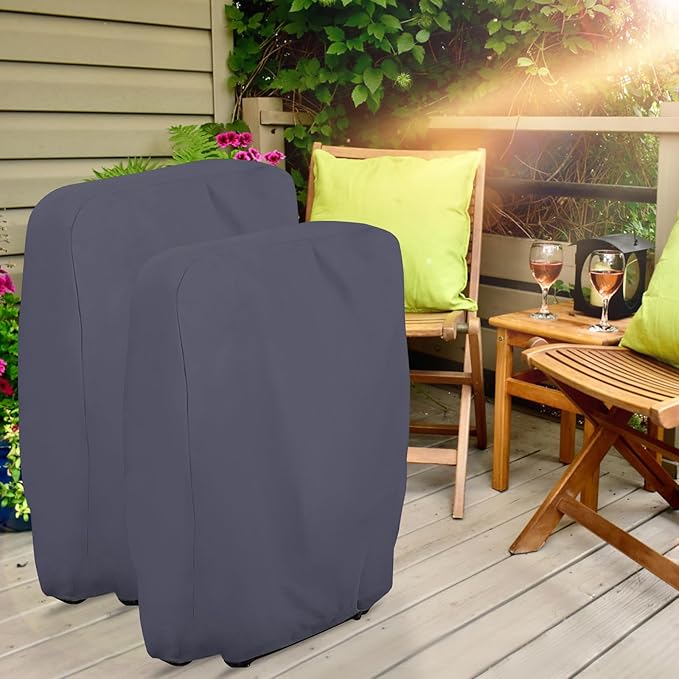 Uranshin Outdoor Folding Chair Covers 2PCS, Zero Gravity Chair Cover 28" W x 13" D x 43" H, Waterproof 210D Oxford Funiture Cover with Storage Bag, Patio Chair Cover for All Weather (Dark Grey)