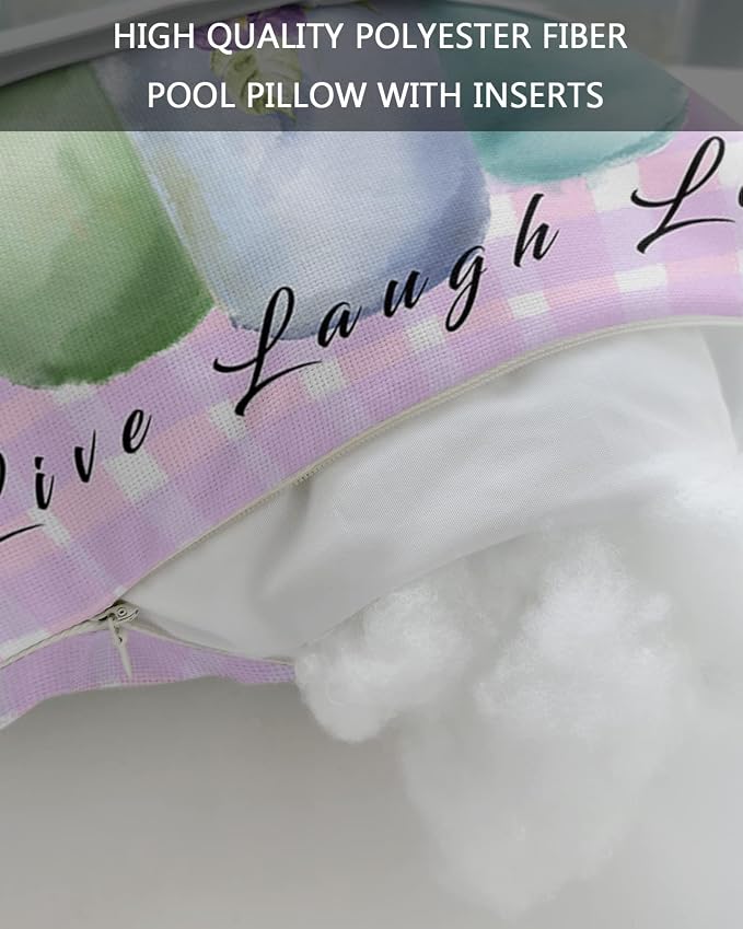 Outdoor Pillows Covers with Inserts Farmhouse Flower Floral Lavender Vase Pink Plaid Waterproof Pillow with Adjustable Strap Throw Pillows for Patio Furniture Recliner Lounge Chair, 11x16 inch, 1PCS