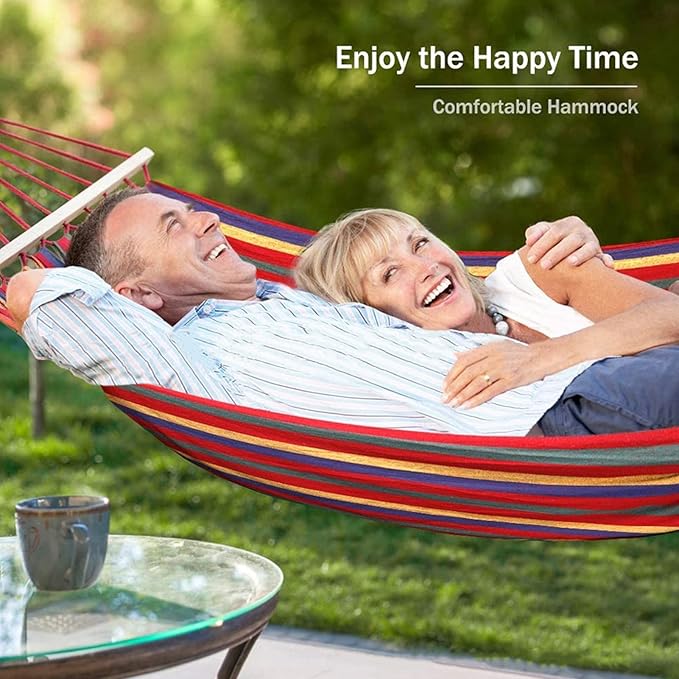 Double Hammocks for Camping, Portable Parachute Hammock for Outdoor Hiking Travel Backpacking, Hammocks Swing for Backyard & Garden,Red,280x80cm