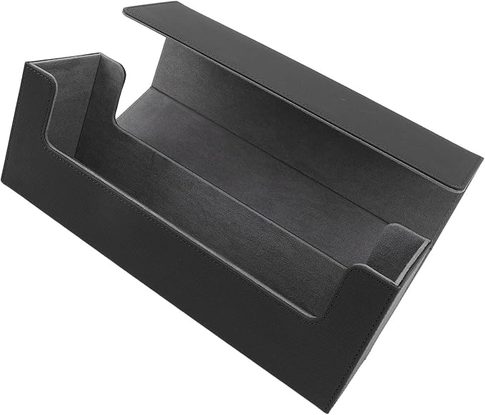 Alomejor PU Leather Card Storage Box, Large Capacity Magnetic Closure Deck for 400+ Cards with Felt Lining, Elegant Design for Tarot and Game Cards (Black)