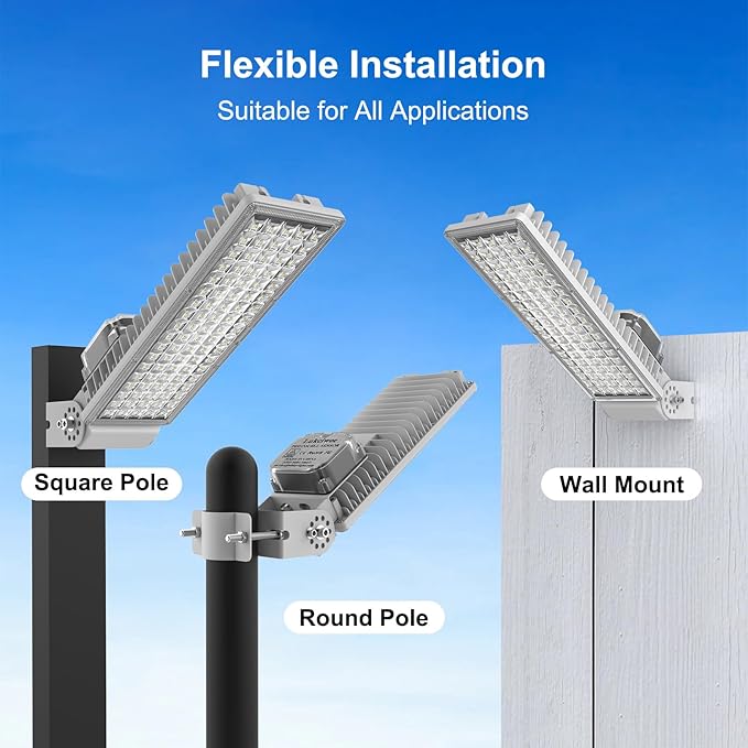100W LED Flood Lights Outdoor with Photocell & Remote, 14000lm Dusk to Dawn LED Parking Lot Light, 6500K Daylight Security Light, IP67 Waterproof Stadium Lights for Garten Yard