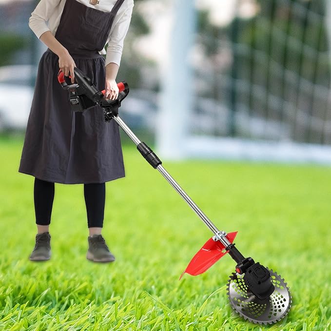21V Cordless Weed Eater - 4-in-1 Electric String Trimmer/Edger/Brush Cutter, 30000mAh Battery Powered with 2 Li-Ion Batteries & Charger, for Lawn/Yard/Garden (Lightweight)