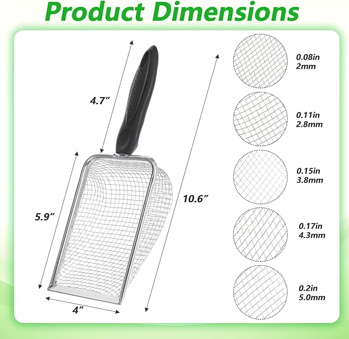 5pcs Soils Sifters Set for Gardening – Includes 2mm/2.8mm/3.8mm/4.3mm/5mm Garden Sifter for Soil, Handheld Compost Sifter for Dirt，Rocks, Heavy-Duty Shovel for Soil, Compost Sifting