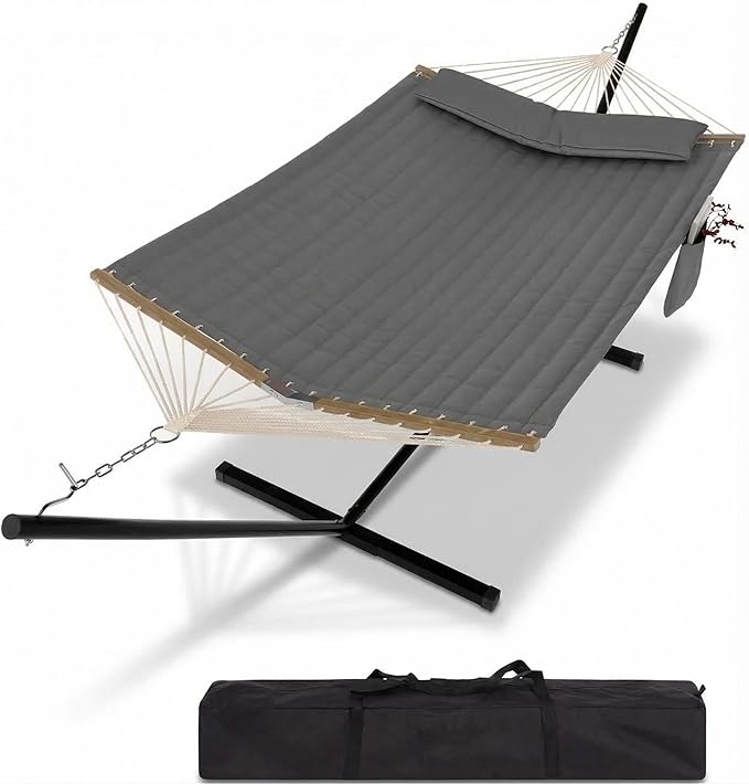 Jojoka 2-Person Hammock Suite with Collapsible Steel Frame, 450lb High Weight Capacity, UV-Resistant Outdoor Hammock with Storage Bag for Backyard & Camping