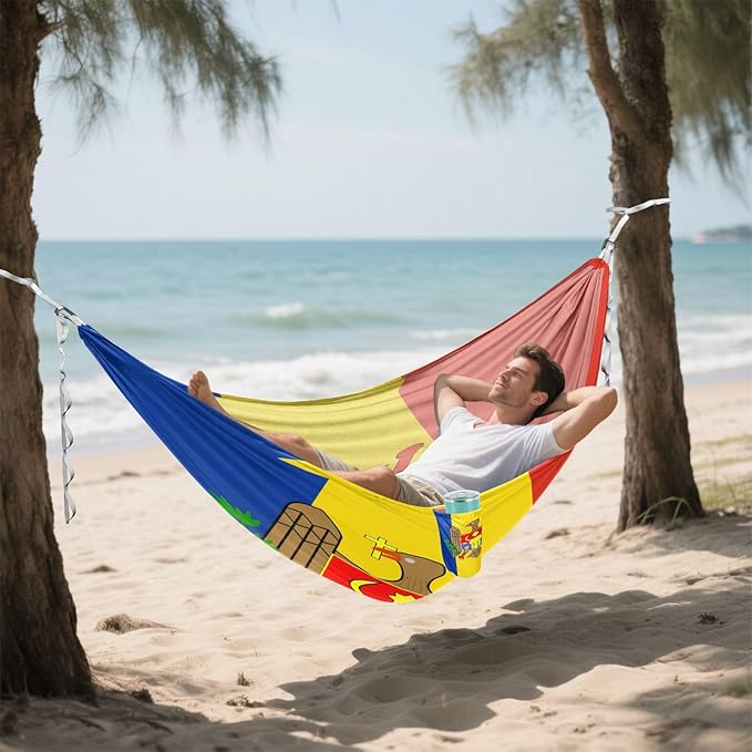 National Flag of Moldova Hammocks with Portabl Carry Bag Backyard Hammock for Indoor Outdoor Patio