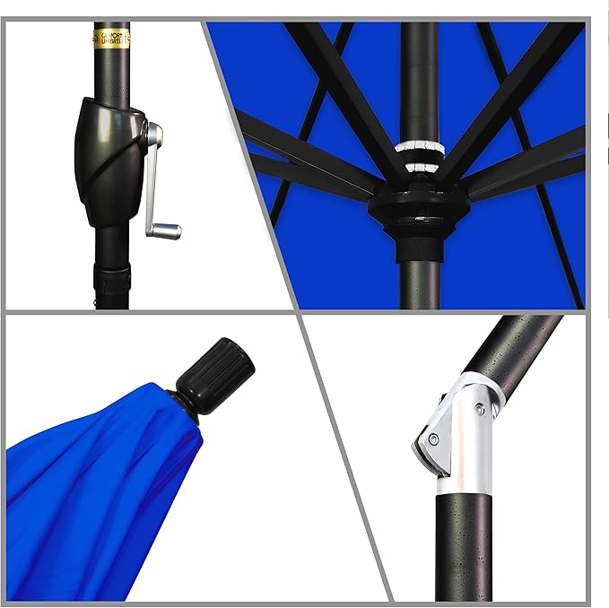 California Umbrella 7.5' Round Aluminum Market Umbrella, Crank Lift
