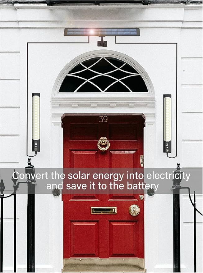 Solar sensor lights, outdoor high-brightness lighting, motion sensor sensing, independent solar charging panel, detachable handheld lighting, safety lights suitable for porches, garages and courtyards