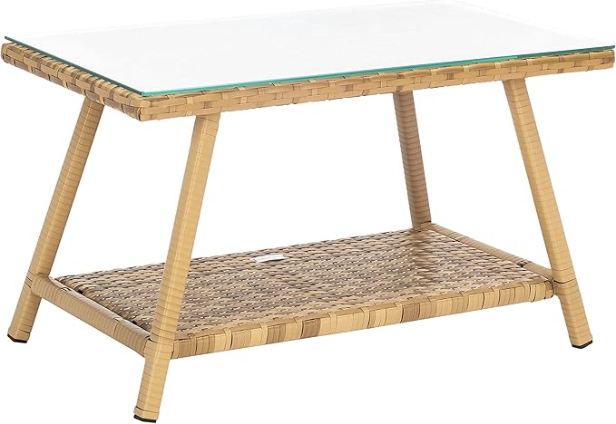 SAFAVIEH Outdoor Collection Aboka Natural/White Cushion 4-Piece Conversation Patio Set PAT7505D