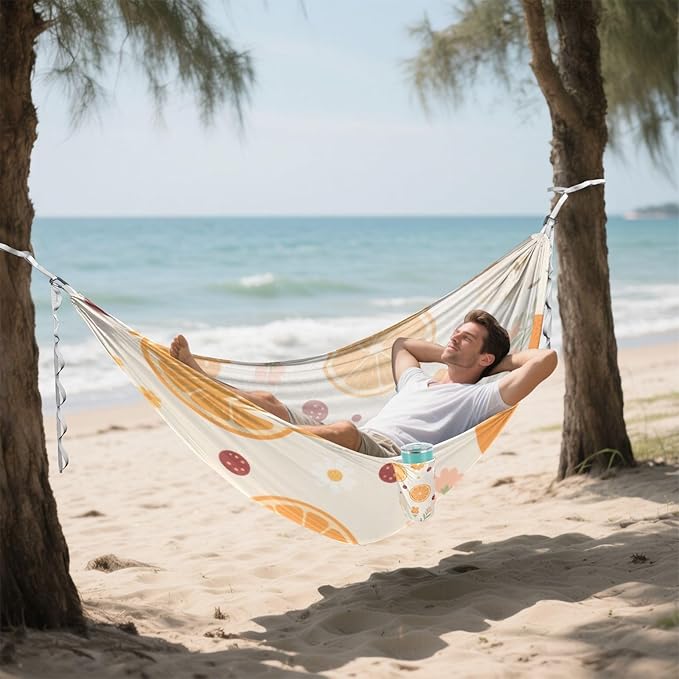 Orange Pear Floral Texture Cream 330lb Capacity Outdoor Hammocks with Hanging Ropree Hammock for Outside Beach Patio Garden soporte para hamacas para adultos