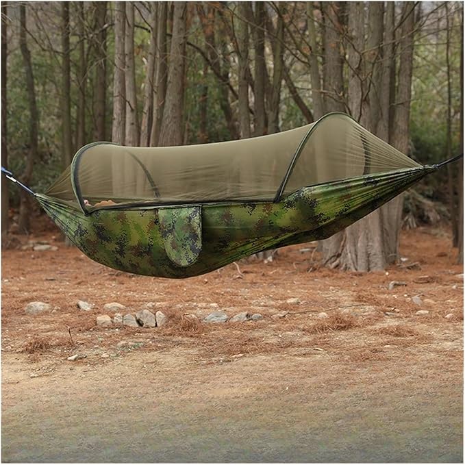 Hammock Camping Hammock with Mosquito Net Sleeping Tent Hammock Suitable Camping Hammock Outdoor Furniture for Garden Quick-Opening(Orange Grey)