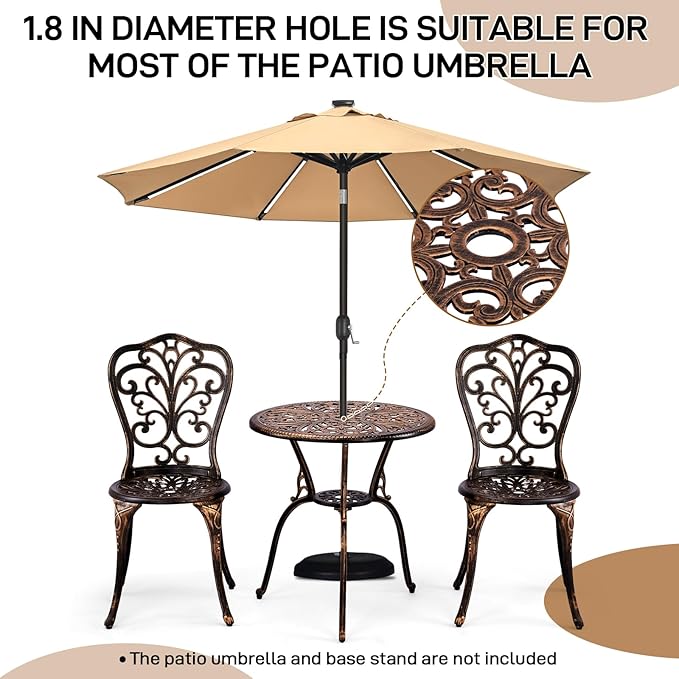 JHshop Bronze 3 Pieces Outdoor Patio Furniture Set, Garden Conversation Chairs with Table for Backyard Pool or Lawn,Balcony Furniture Sets, Table and Chairs -（Butterfly）