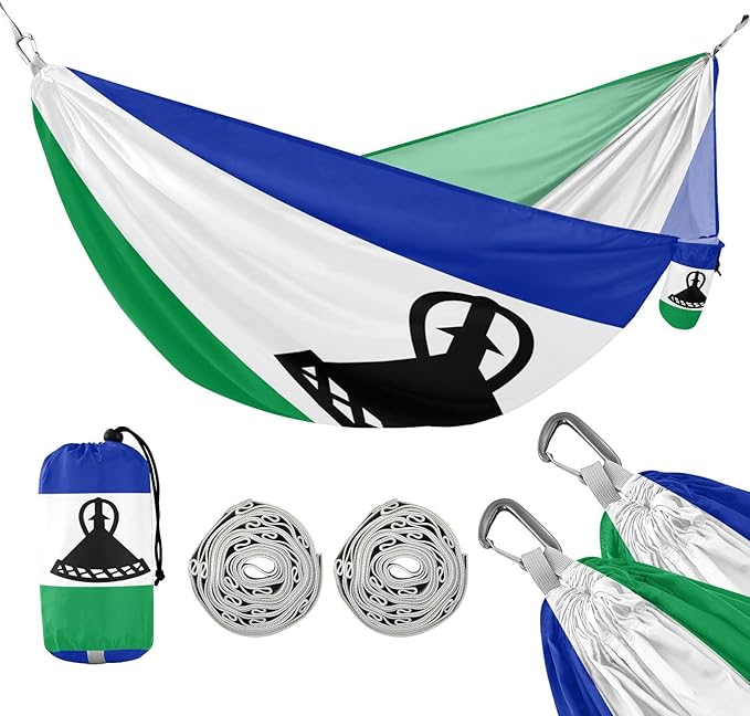 National Flag of Lesotho Hammocks with Portabl Carry Bag Backyard Hammock for Indoor Outdoor Patio
