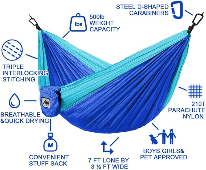 ayamaya Kids Camping Hammock, Small Outdoor Hammock Gifts for Children Girls Boys, Ultralight Kids Camping Gear with Tree Strap & Carabiners,Sling Swing Hammock for Indoor/Outdoor Use