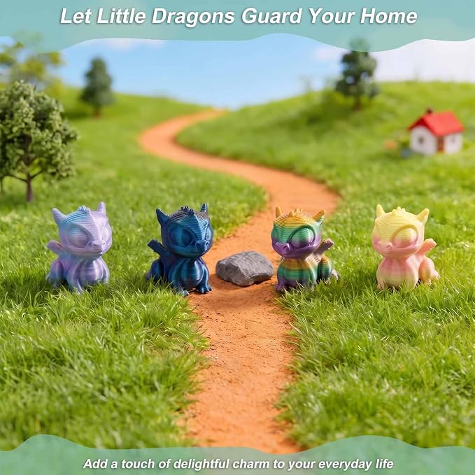 3D Printed Mini Flying Dragons 100 Pack, Color-Shifting Gradient Miniature Dragon Figurines to Hide, Tiny Animals Small Little Dragons for Fairy Garden, Micro Landscape & DIY Décor